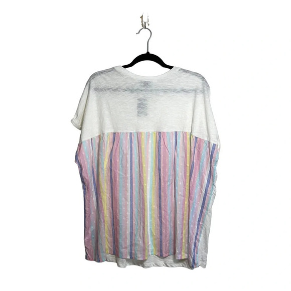 torrid NWT 100% Cotton White Multicolor Striped Back Mixer Tee 2X Women’s - Picture 6 of 11